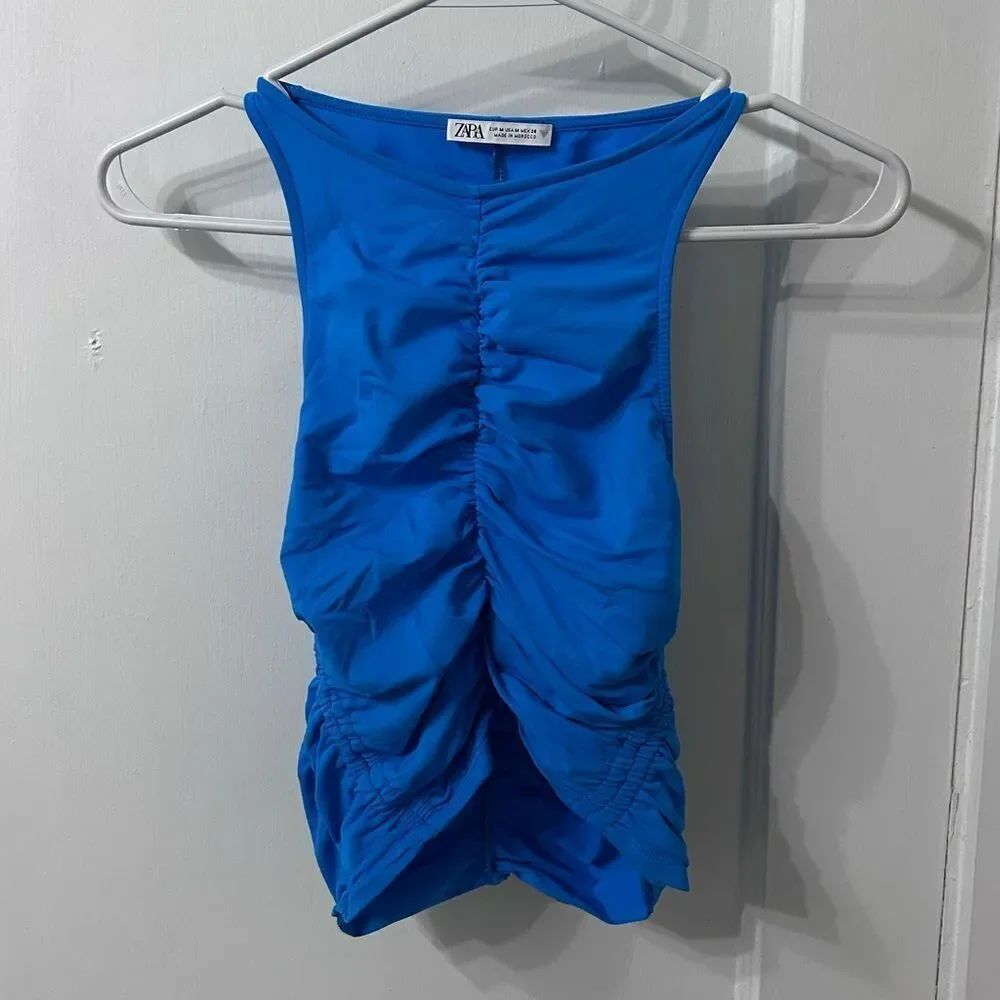 Zara Vibrant Blue Gathered Top